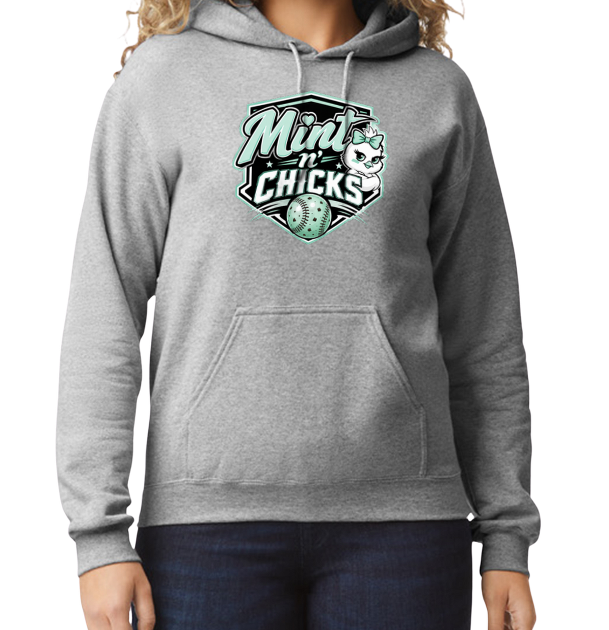 Mint N' Chicks Pullover Hoodie - Gray