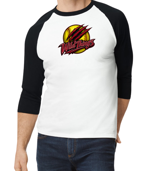 Wild Things Raglan 3/4 Sleeve T-Shirt - Black/White