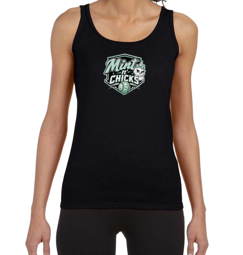Mint N' Chicks Softstyle Women's Fitted Tank Top - Black