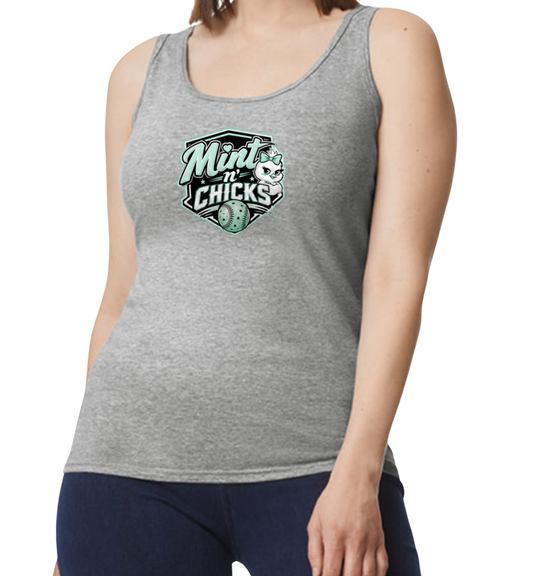 Mint N' Chicks Softstyle Women's Fitted Tank Top - Gray
