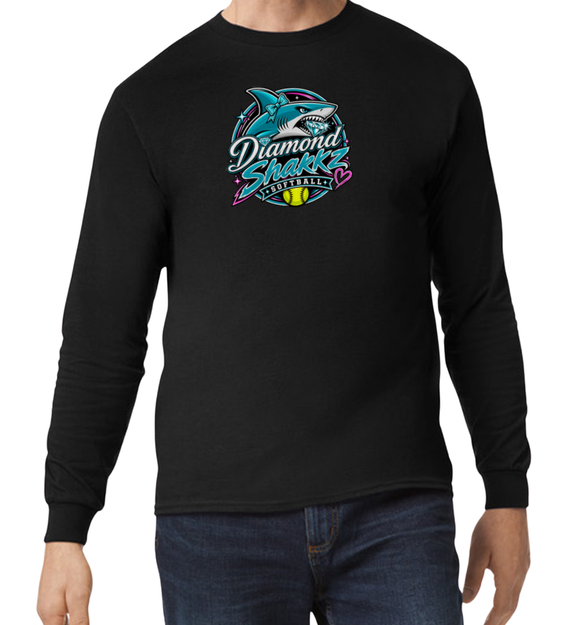 Diamond Sharks Long Sleeve T-Shirt - Black