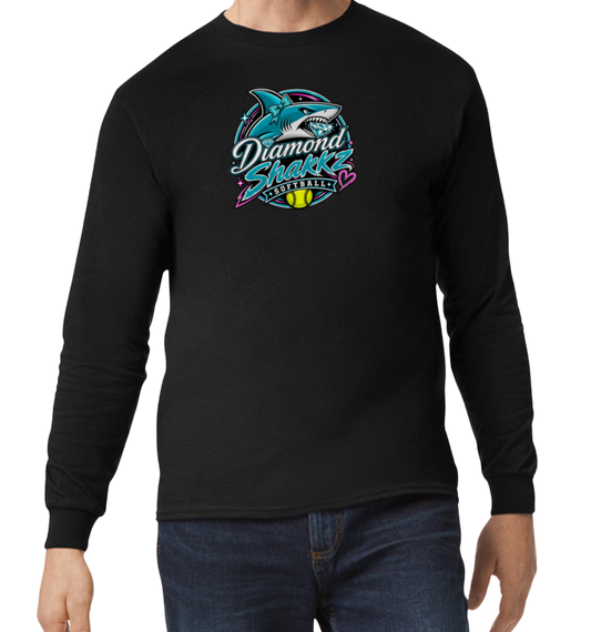 Diamond Sharks Long Sleeve T-Shirt - Black