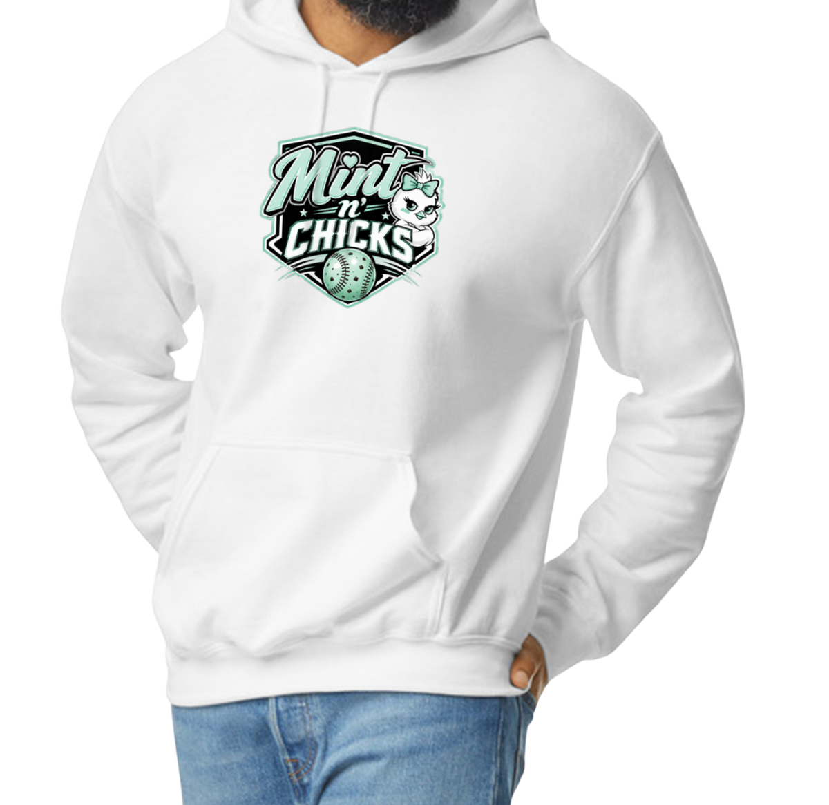 Mint N' Chicks Pullover Hoodie - White