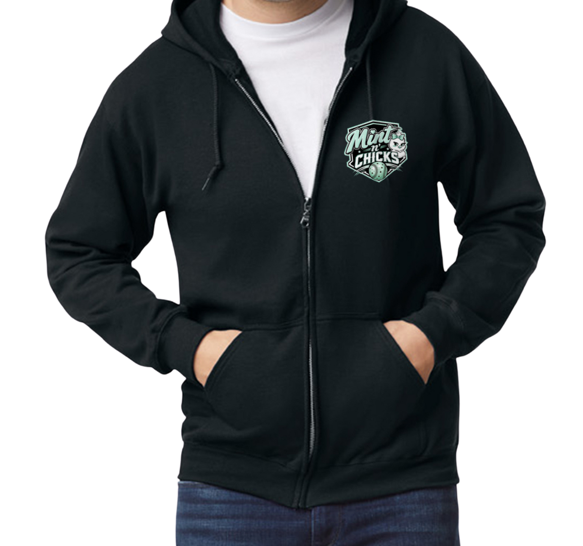 Mint N' Chicks Zip-Up Hoodie - Black