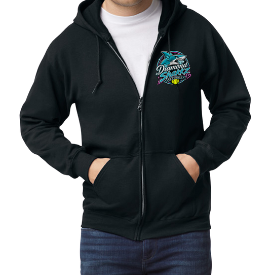 Diamond Sharkz Zip-Up Hoodie - Black