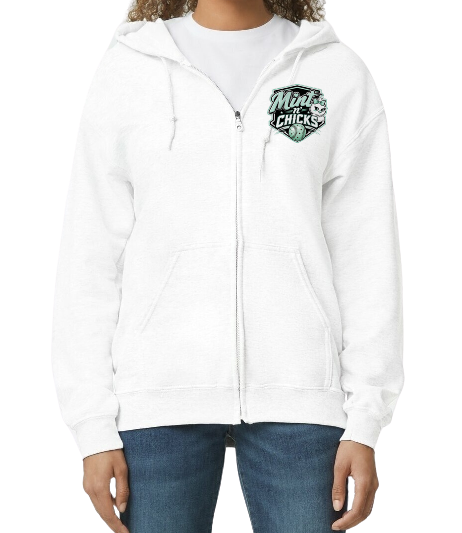 Mint N' Chicks Zip-Up Hoodie - White