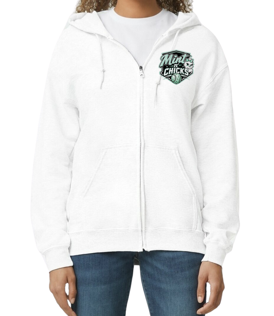 Mint N' Chicks Zip-Up Hoodie - White