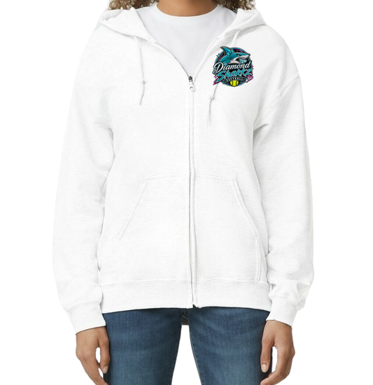 Diamond Sharkz Zip-Up Hoodie - White