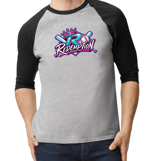 Redemption Raglan 3/4 Sleeve T-Shirt - Black/Gray