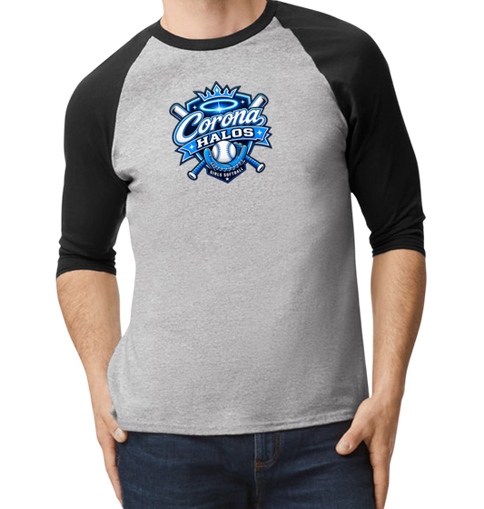 Corona Halos Raglan 3/4 Sleeve T-Shirt - Black/Gray
