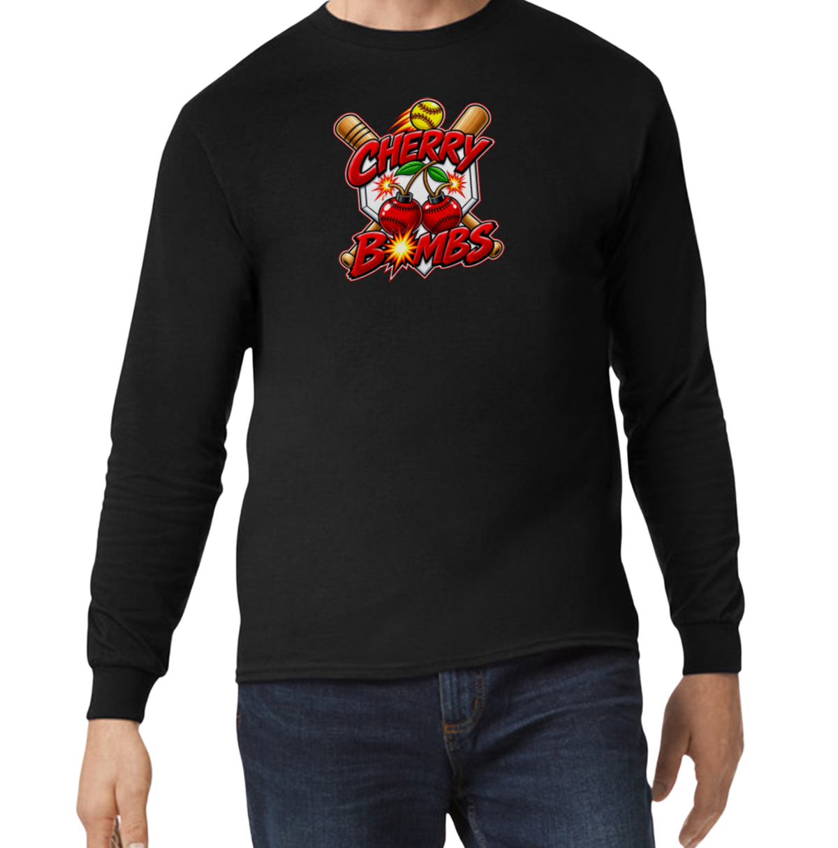 Cherry Bombs Long Sleeve T-Shirt - Black