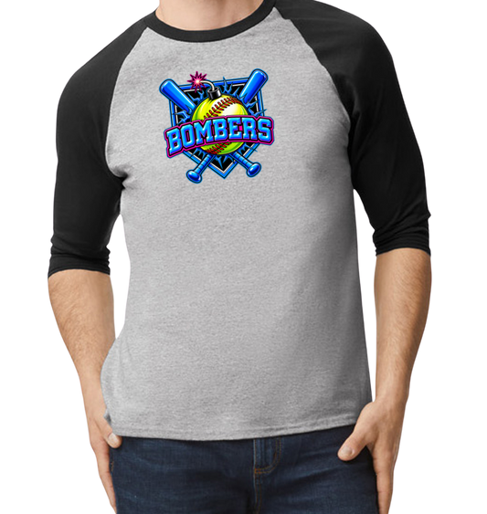 Bombers Raglan 3/4 Sleeve T-Shirt - Black/Gray
