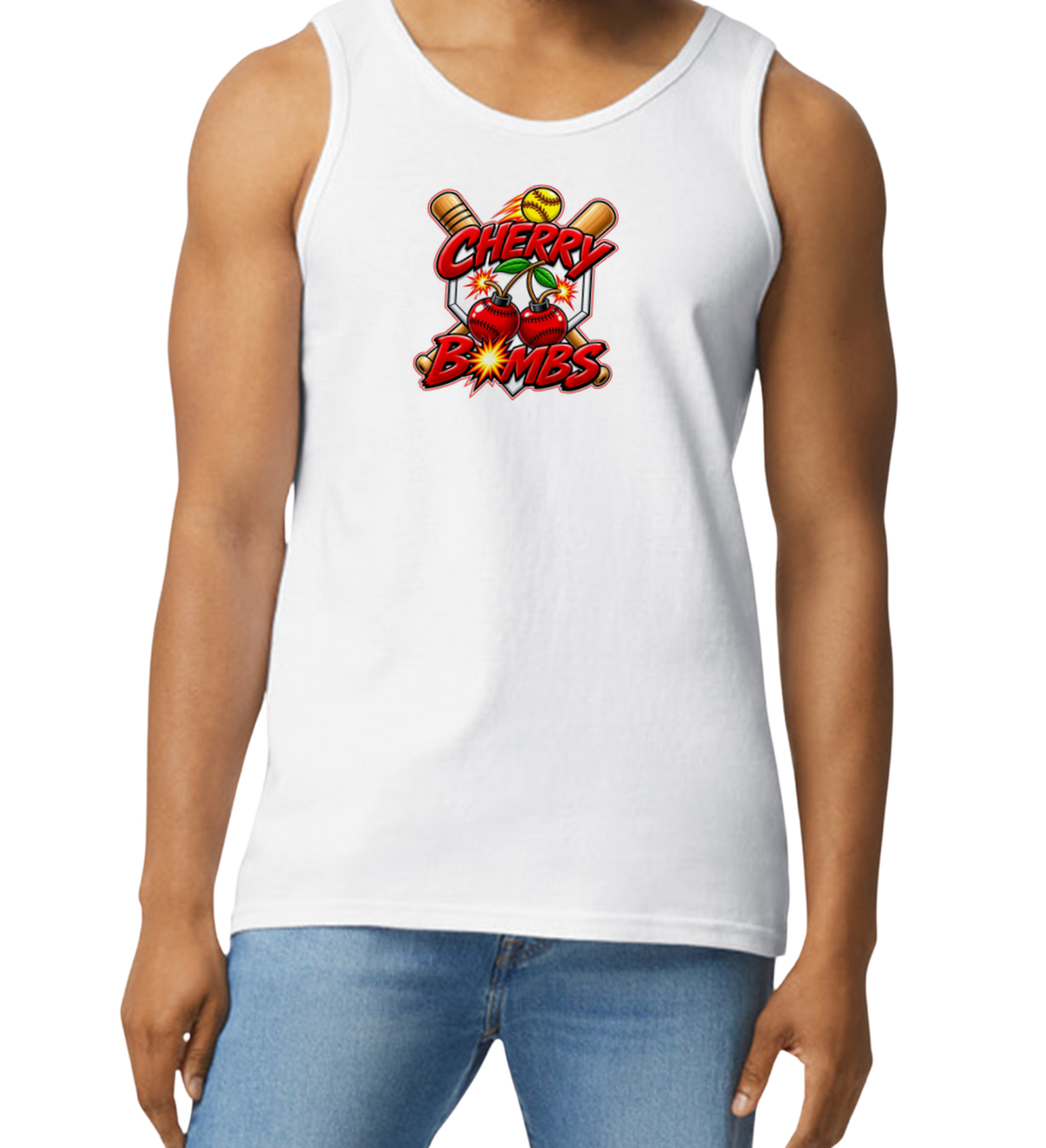 Cherry Bombs Men's Tank Top - White