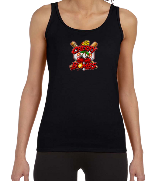 Cherry Bombs Softstyle Women's Fitted Tank Top - Black