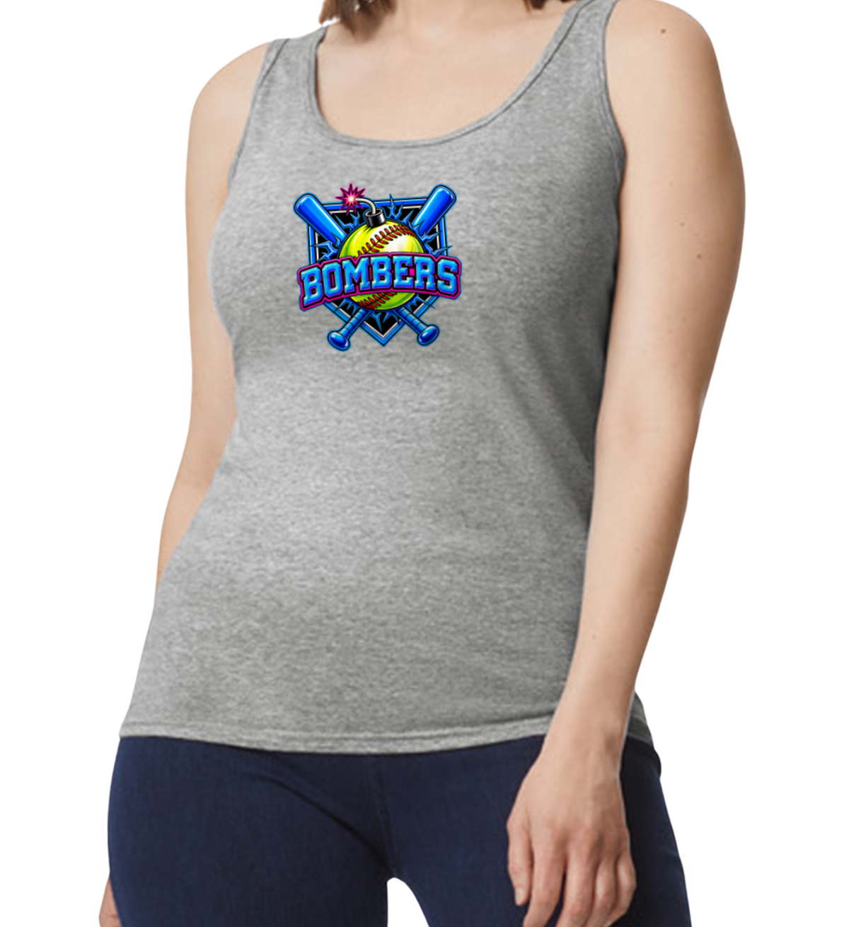 Bombers Softstyle Women's Fitted Tank Top - Gray