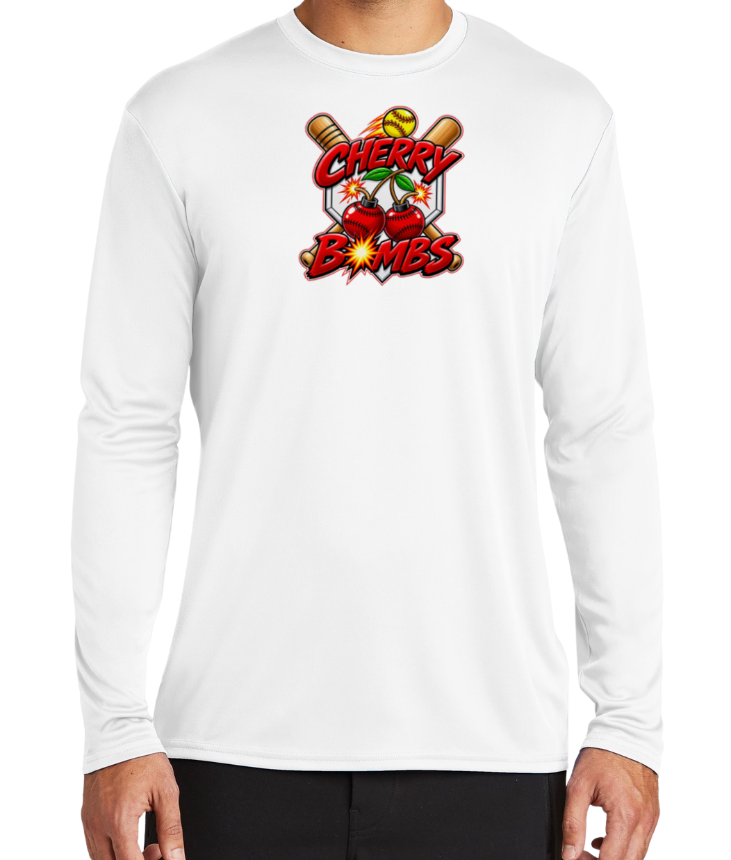 Cherry Bombs Dryfit Long Sleeve Shirt - White