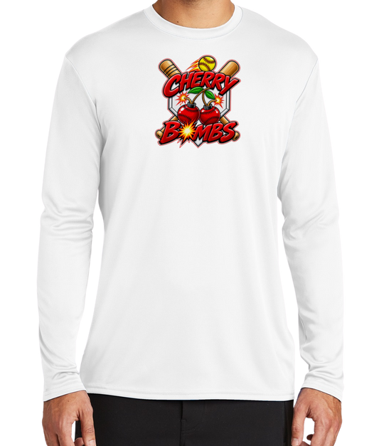 Cherry Bombs Dryfit Long Sleeve Shirt - White
