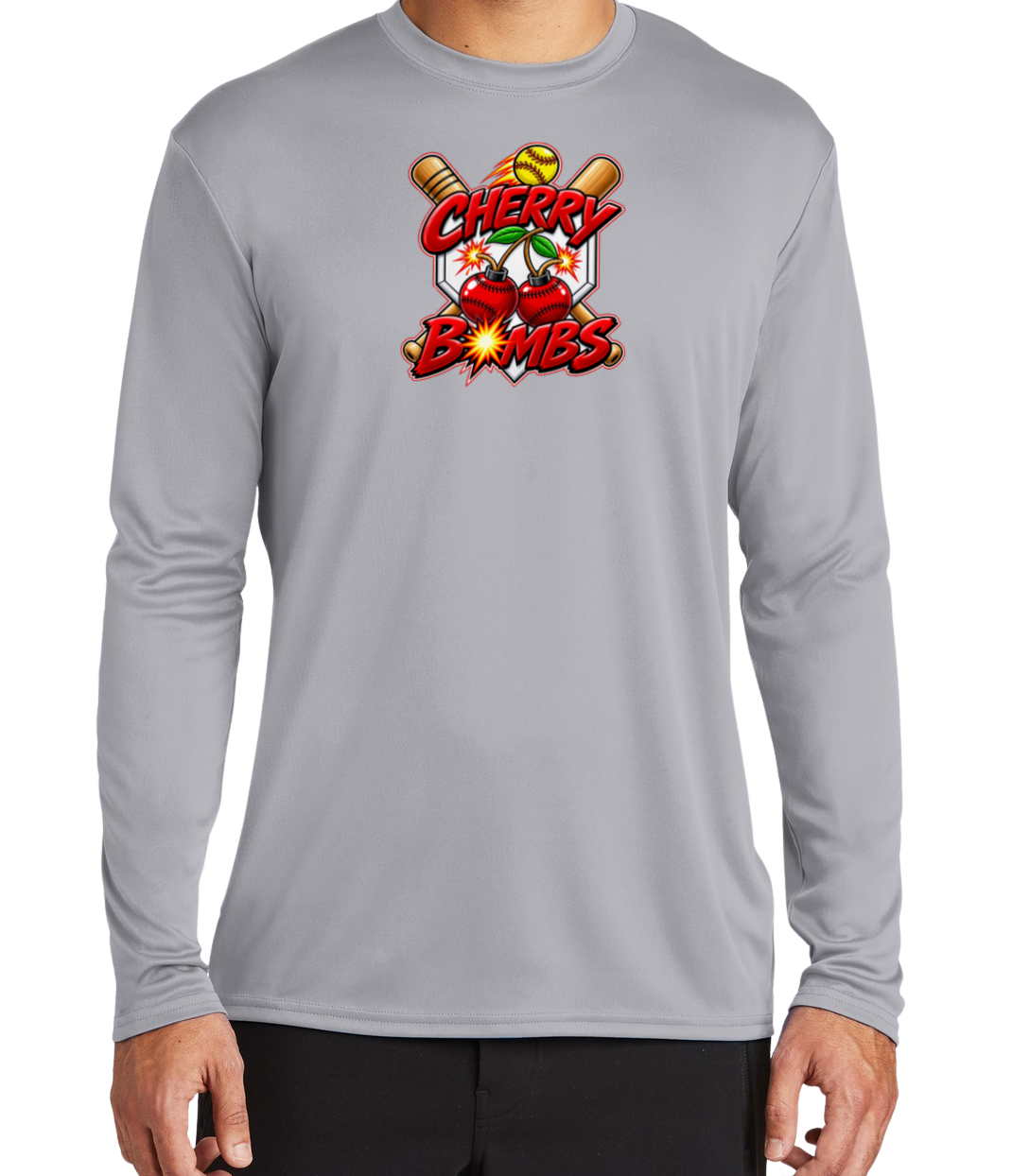 Cherry Bombs Dryfit Long Sleeve Shirt - Gray