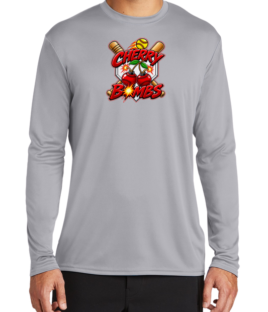 Cherry Bombs Dryfit Long Sleeve Shirt - Gray