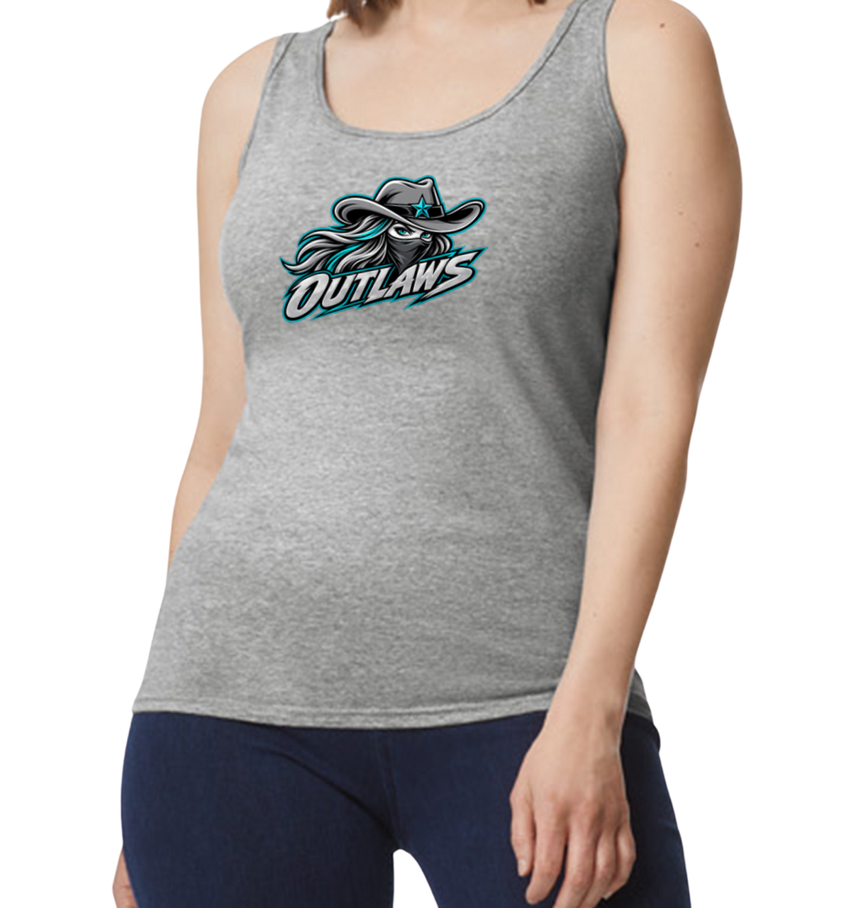 Outlaws Softstyle Women's Fitted Tank Top - Gray