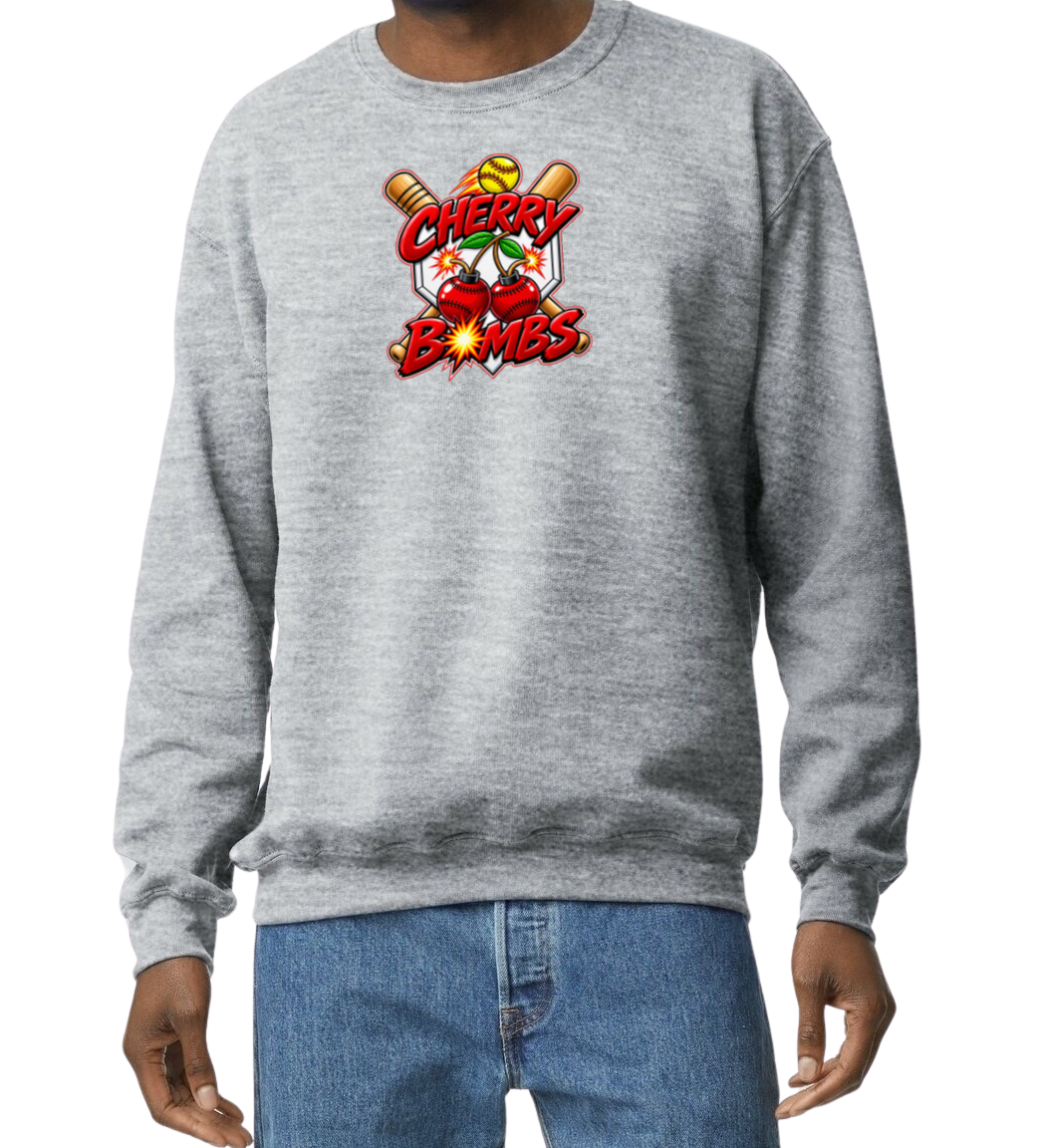 Cherry Bombs Crew Sweatshirt - Gray