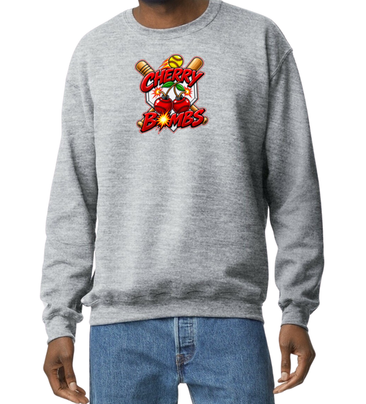 Cherry Bombs Crew Sweatshirt - Gray