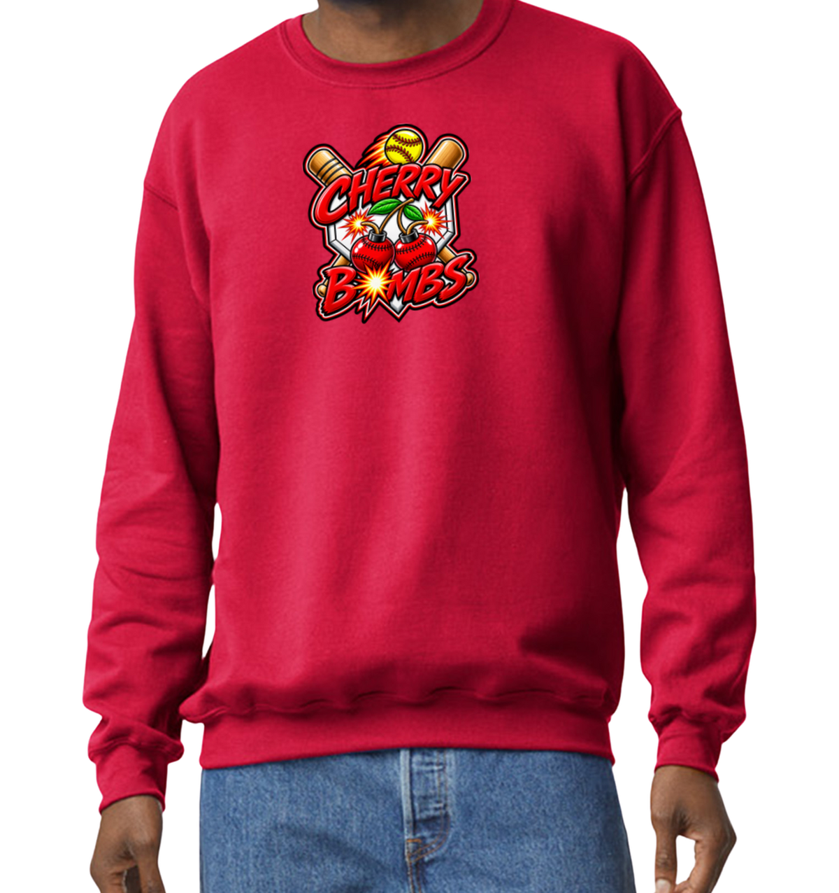 Cherry Bombs Crew Sweatshirt - Red