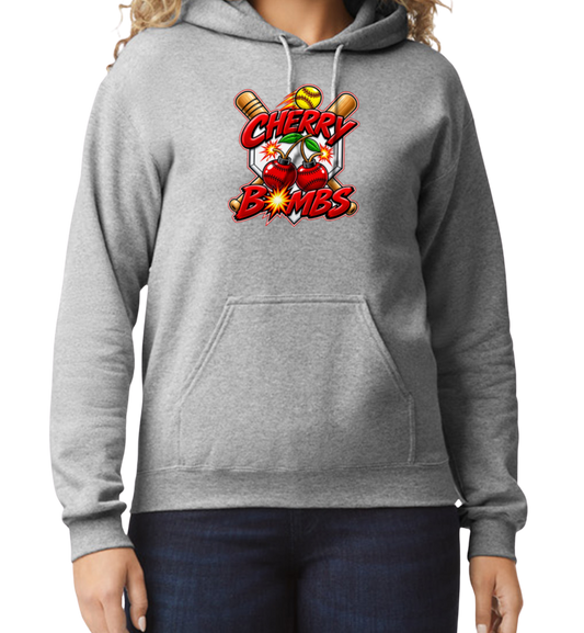 Cherry Bombs Pullover Hoodie - Gray