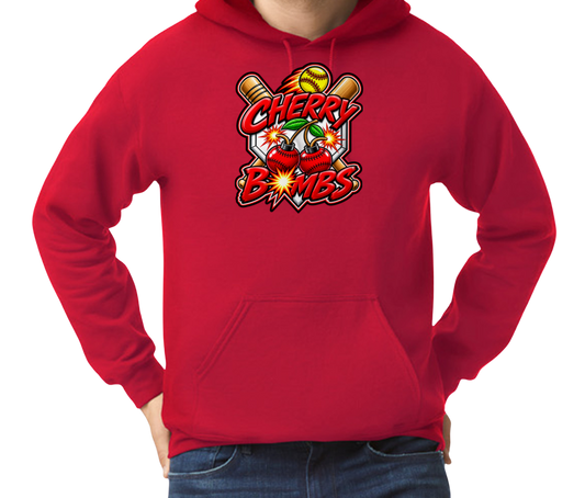 Cherry Bombs Pullover Hoodie - Red