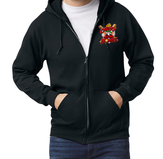 Cherry Bombs Zip-Up Hoodie - Black