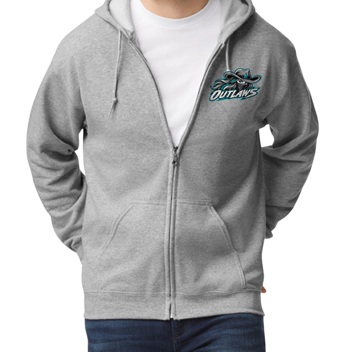 Outlaws Zip-Up Hoodie - Gray
