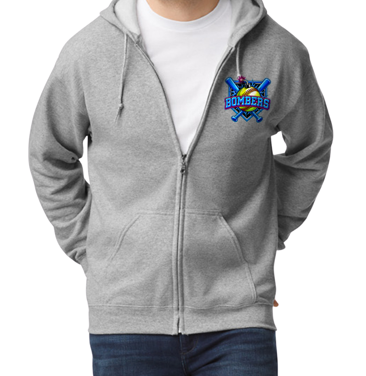 Bombers Zip-Up Hoodie - Gray