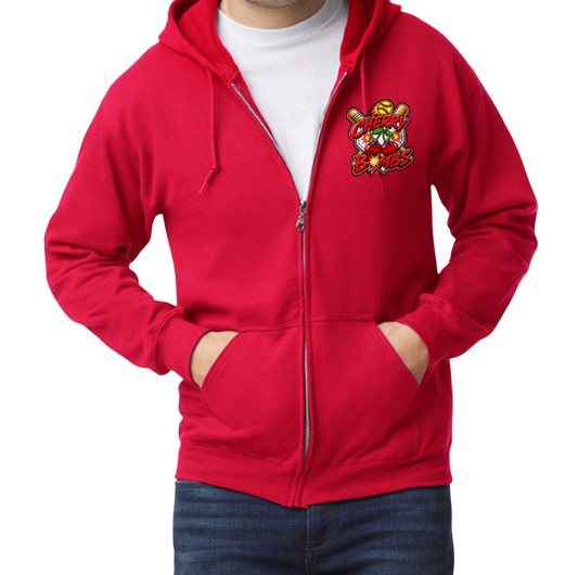Cherry Bombs Zip-Up Hoodie - Red
