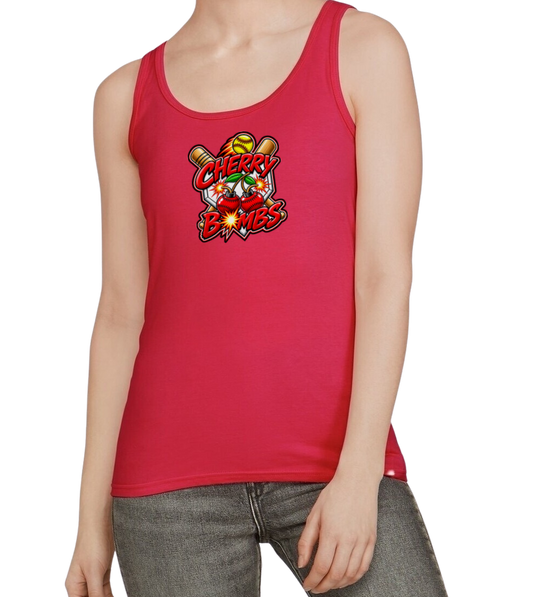 Cherry Bombs Softstyle Women's Fitted Tank Top - Red