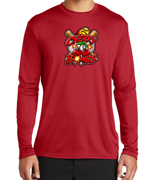 Cherry Bombs Dryfit Long Sleeve Shirt - Red