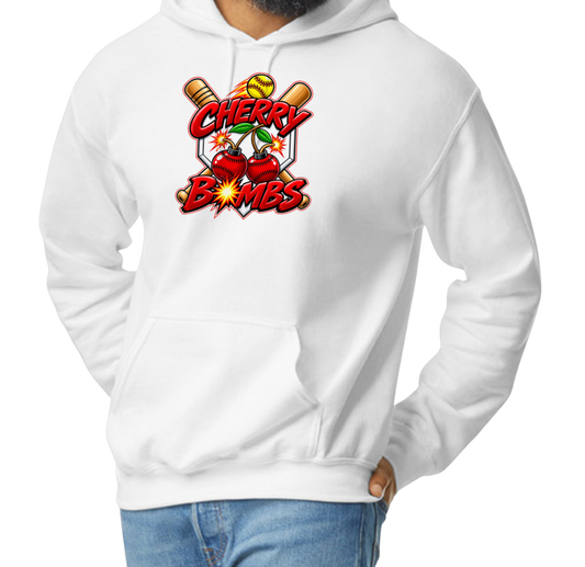Cherry Bombs Pullover Hoodie - White