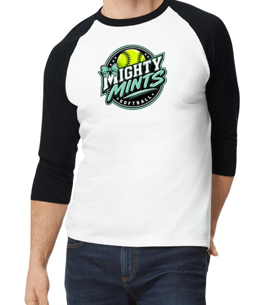 Mighty Mints Raglan 3/4 Sleeve T-Shirt - Black/White