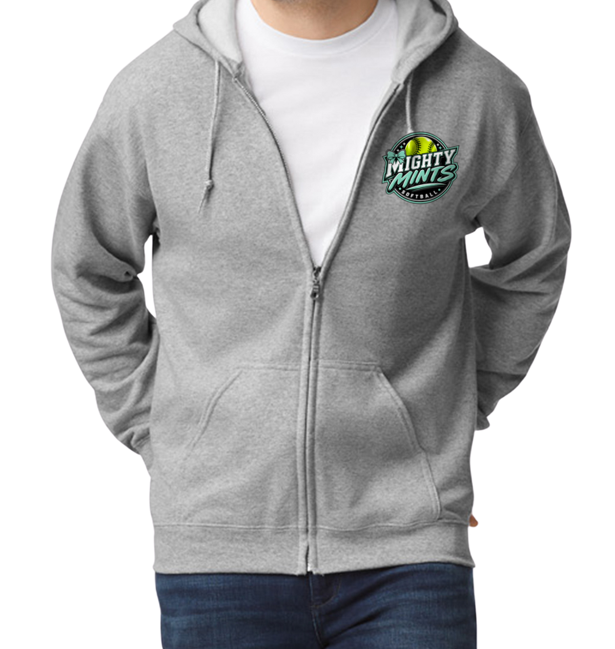 Mighty Mints Zip-Up Hoodie - Gray