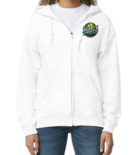 Mighty Mints Zip-Up Hoodie - White