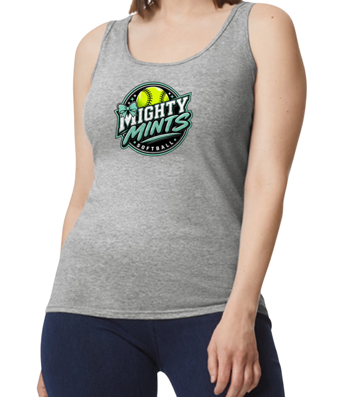 Mighty Mints Softstyle Women's Fitted Tank Top - Gray