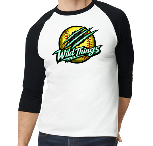 Wild Things Raglan 3/4 Sleeve T-Shirt - Black/White