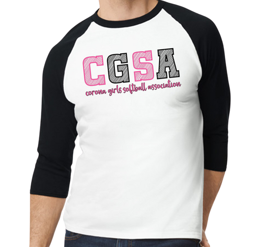 Corona Softball Raglan 3/4 Sleeve T-Shirt - Black/White (Style 2)