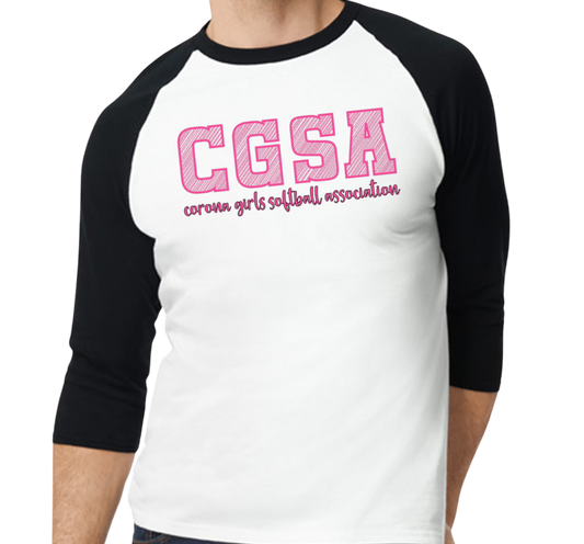 Corona Softball Raglan 3/4 Sleeve T-Shirt - Black/White (Style 3)