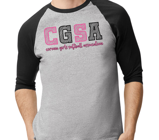 Corona Softball Raglan 3/4 Sleeve T-Shirt - Black/Gray (Style 2)