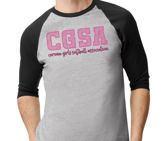 Corona Softball Raglan 3/4 Sleeve T-Shirt - Black/Gray (Style 3)