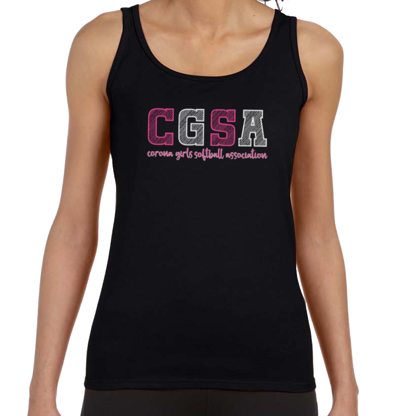Corona Softball Softstyle Women's Fitted Tank Top - Black (Style 2)