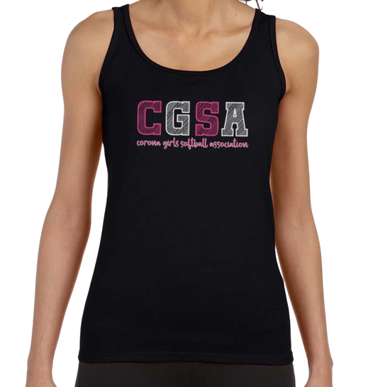 Corona Softball Softstyle Women's Fitted Tank Top - Black (Style 2)