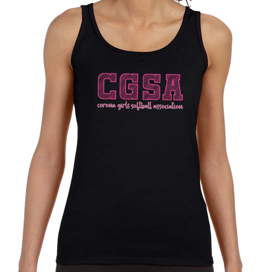 Corona Softball Softstyle Women's Fitted Tank Top - Black (Style 3)