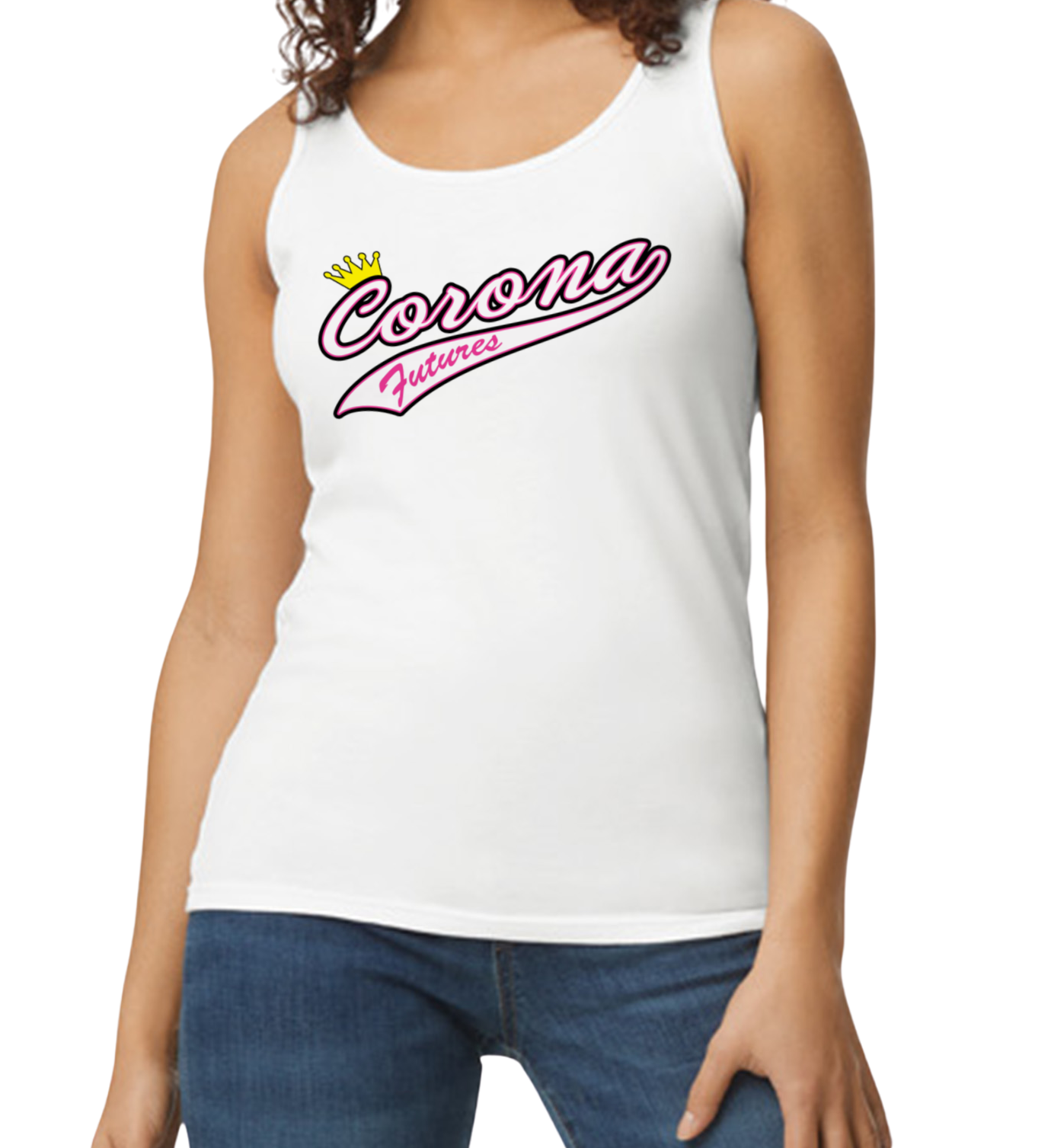 Corona Futures Softstyle Women's Fitted Tank Top - White (Style 2)