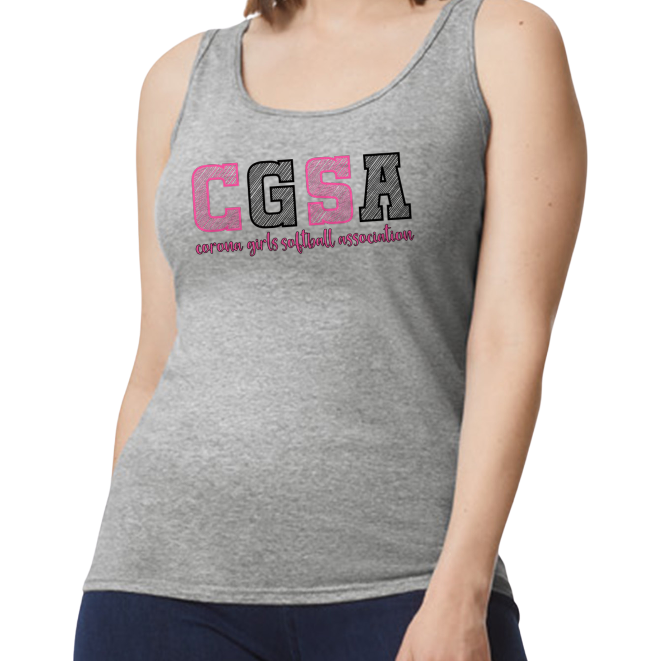 Corona Softball Softstyle Women's Fitted Tank Top - Gray (Style 7)